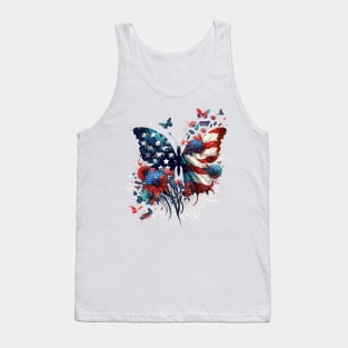 4th of July Floral Butterfly Vintage Tank Top